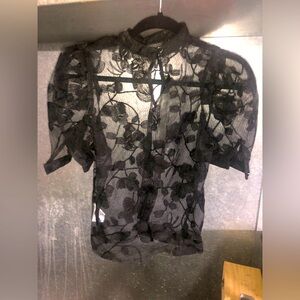 Black lace blouse high neck